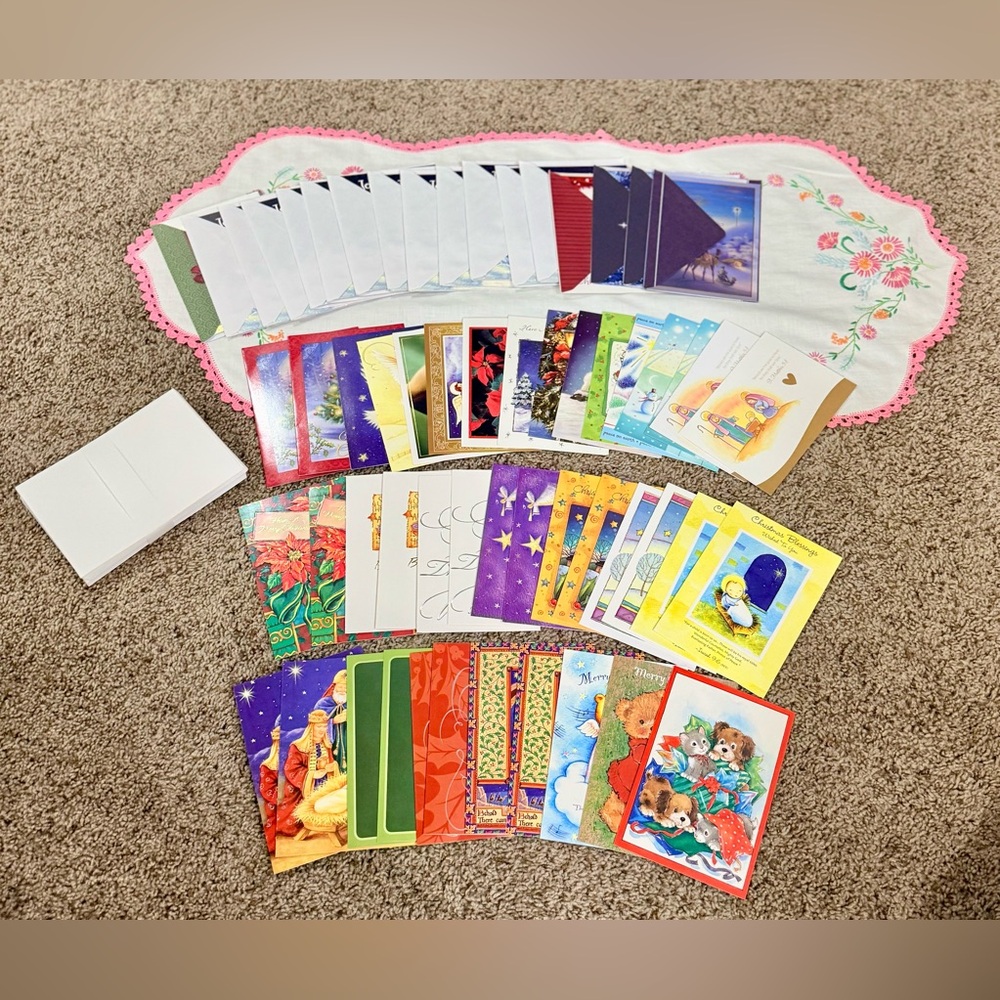 Vintage Lot of Over 50 Christmas Cards & Envelops! UNUSED!